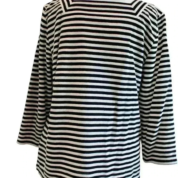 TALBOTS STRIPED SAILOR NECK LINE 3/4 SLEEVE STRIPED TOP SIZE M - Picture 5 of 7